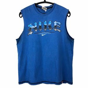 Vintage Old English Nike Silver Tab Blue Tank Top